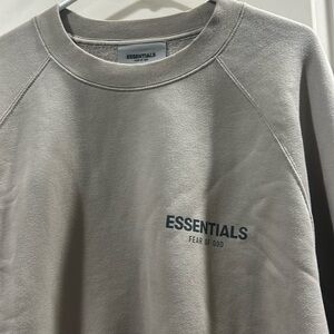 Fear Of God Essentials Classic Logo Crewneck Sweatshirt Tan size L worn once